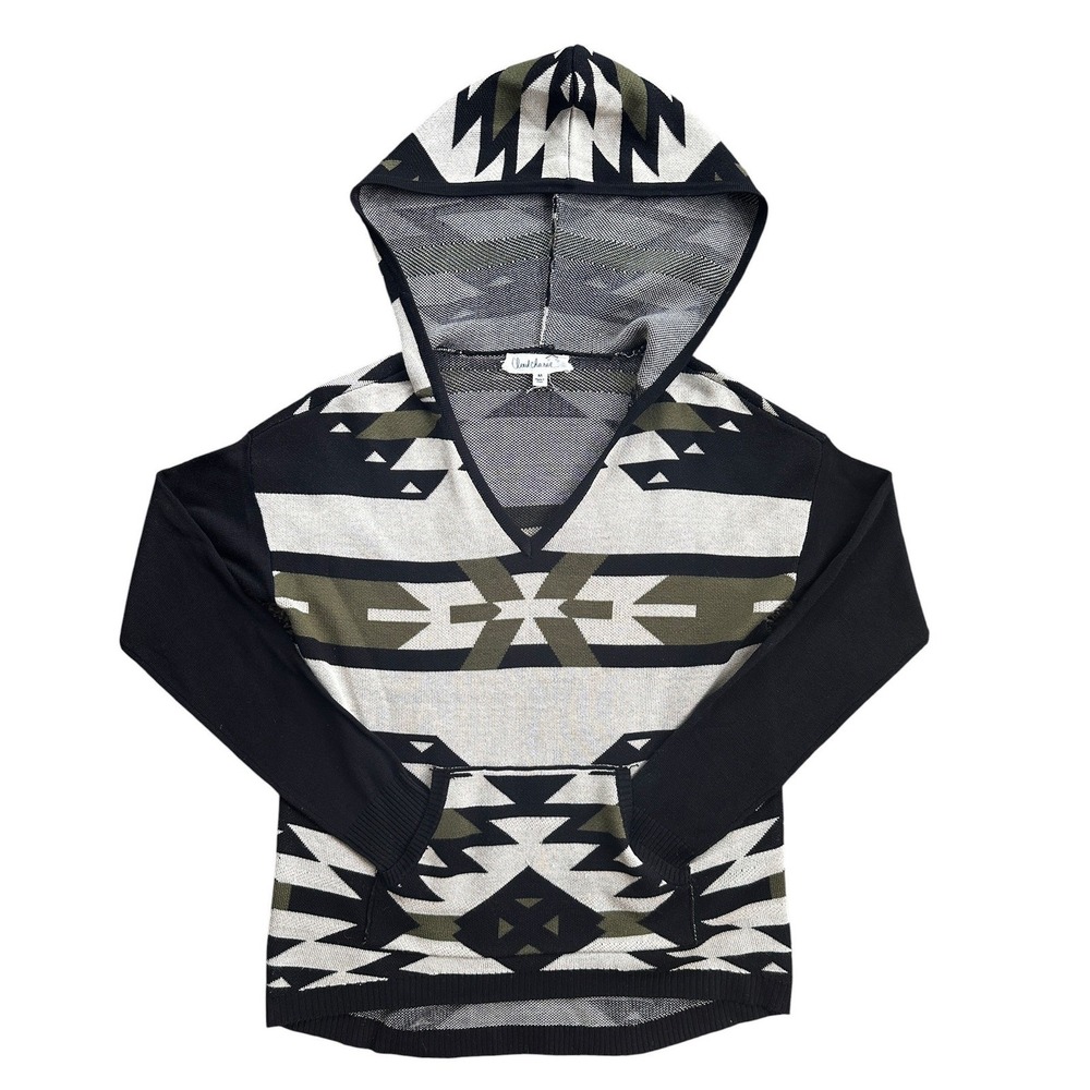 Cloudchaser Southwestern Geometric Hoodie Wmn Medium Black Olive Green Excellent